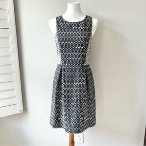 Ann Taylor LOFT Navy Cream Design Sleeveless Cotton Dress Size 6